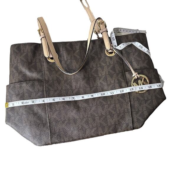 MICHAEL KORS Brown Signature Coated Canvas Tote Shoulder Bag - Picture 13 of 14